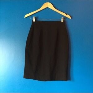 Black Wool Blend Pencil Skirt | Size 4 | Back Slit | Workwear Classic